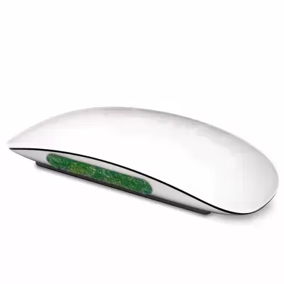 Rato de computador sem fios branco e cinzento com detalhe verde