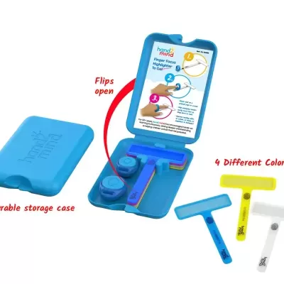 Kit de cuidados com orelhas com estojo azul e quatro instrumentos T coloridos