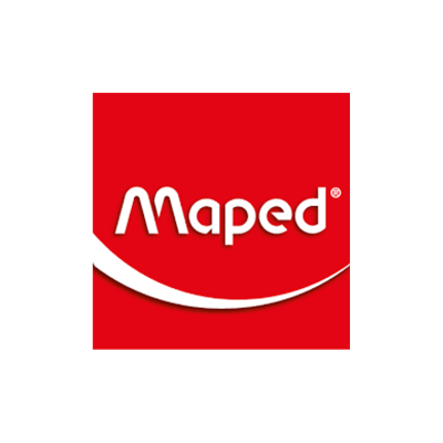 Logótipo da marca Maped em fundo vermelho