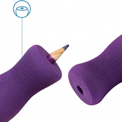 Lápis com capa protetora de espuma roxa texturizada