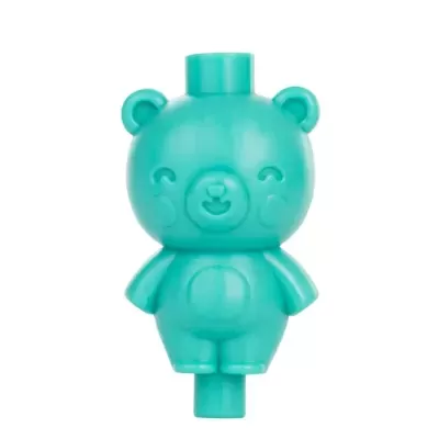 Brinquedo ou acessório de plástico em forma de urso azul esverdeado