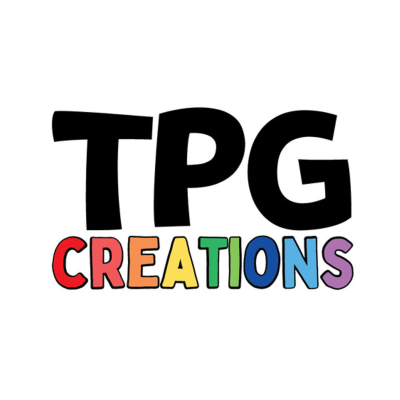 Logótipo TPG CREATIONS colorido sobre fundo branco