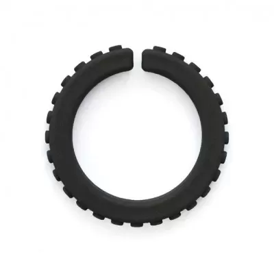 Anel preto aberto com textura canelada exterior