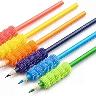 Lápis coloridos com protetores de borracha texturizados coloridos para melhorar a pegada