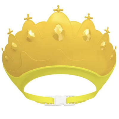 Coroa amarela de plástico com pedras decorativas e fecho ajustável