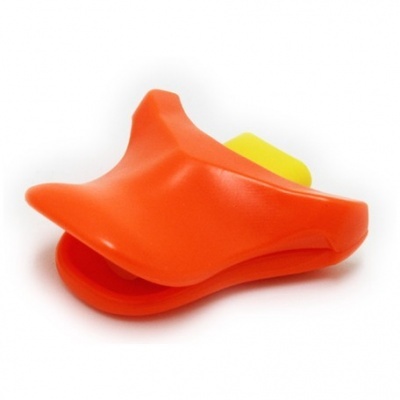 Prendedor de silicone laranja com aba amarela