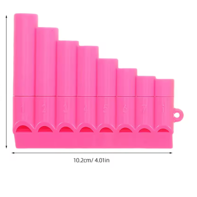 Conjunto de tubos rosa numerados em diferentes tamanhos sobre fundo branco