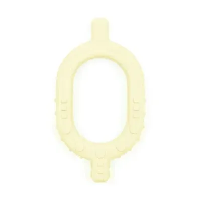 Anel retangular oval de silicone creme com textura de pontos
