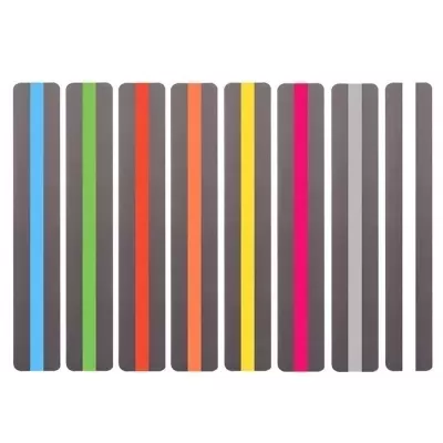 Set de tiras de velcro coloridas em fundo branco.