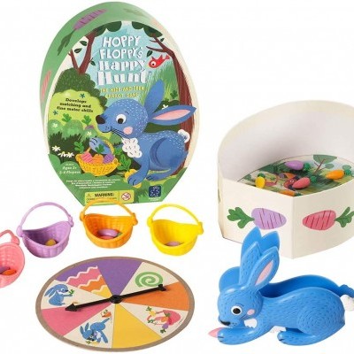 Jogo infantil Hoppy Floppy Happy com coelho azul e acessórios coloridos