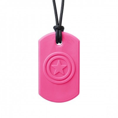 Colar com pendente rosa em silicone com estrela em relevo
