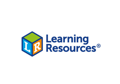 Logótipo Learning Resources com cubo colorido e texto azul