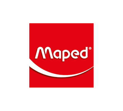 Logótipo da marca Maped em fundo vermelho