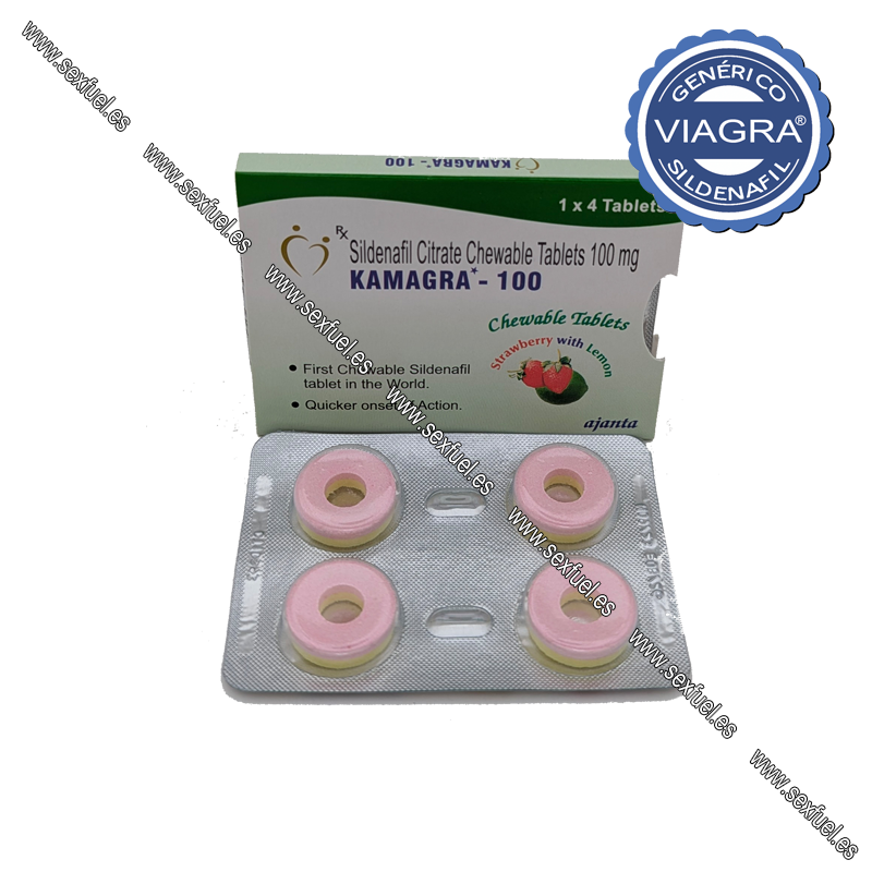 KAMAGRA® Pastilla Masticable (8un) Comprimidos mastigáveis Kamagra-100 sabor morango com menta