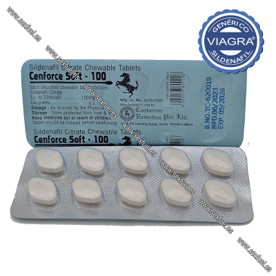 comprimidos Cenforce Soft 100 em blister com selo genérico Viagra