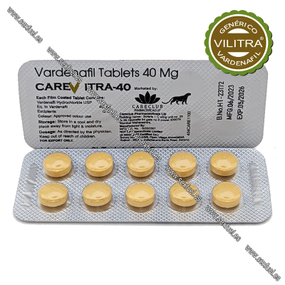 Blister de comprimidos amarelos Vardenafil Tablets 40 mg VILTRA-40