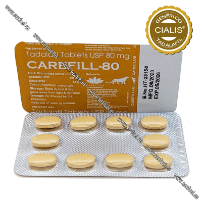 Comprimidos CAREFILL-80 em blister e embalagem laranja