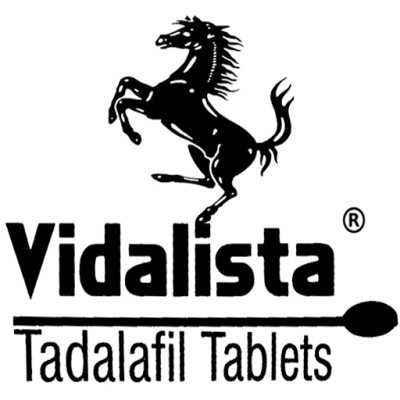 Logótipo preto com cavalo empinado e texto Vidalista Tadalafil Tablets