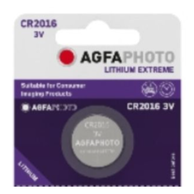 Bateria AGFAPHOTO Lithium Extreme CR2016 3V em embalagem roxa e branca