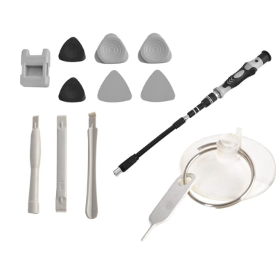 Kit de ferramentas para abrir dispositivos eletrónicos com alavancas, ventosas e palhetas