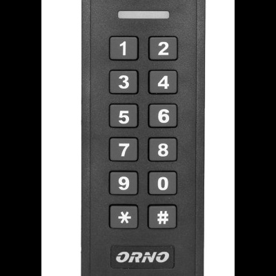 Telecomando preto com botões numerados e logótipo ORNO