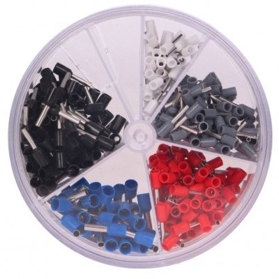 Caixa redonda com terminais elétricos isolados de várias cores