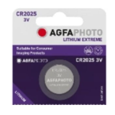 Pilha de botão AGFAPHOTO Lithium Extreme CR2025 3V em embalagem roxa e branca