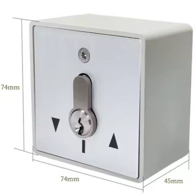 Caixa fechadura metálica branca com fechadura de cilindro e alavanca