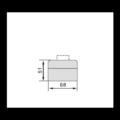 Desenho técnico de um bloco retangular com dimensões 68x51