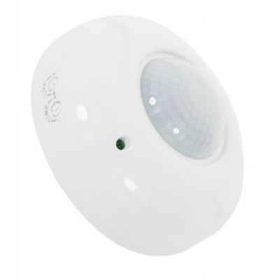 Sensor de movimento branco com lente translúcida texturizada e indicador LED