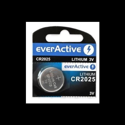 Bateria de lítio everActive CR2025 3V na embalagem preta e azul