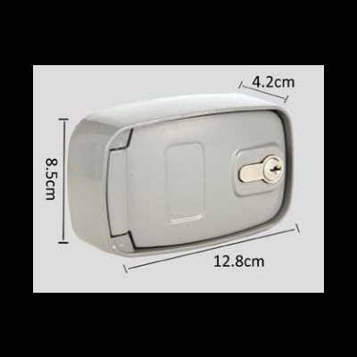 Fecho metálico retangular cinza prateado com chave