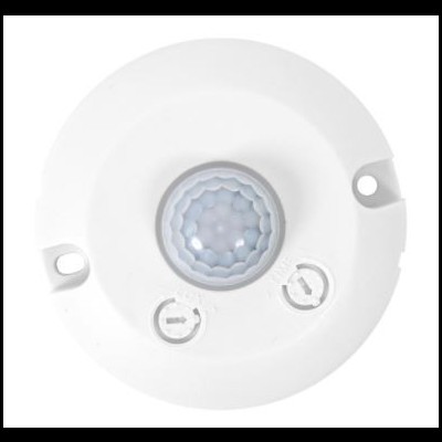 Sensor de movimento redondo branco com lente translúcida central