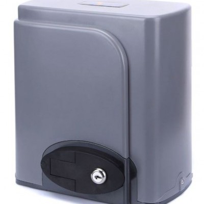 Motor para portão deslizante cinza e preto com fechadura