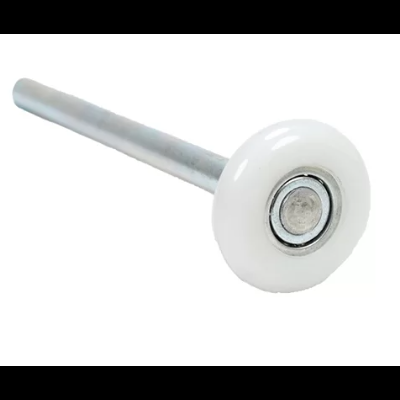 Roda branca para portas de correr com eixo metálico