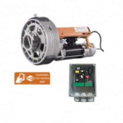 Motor de portão automático com caixa de controlo e selo laranja