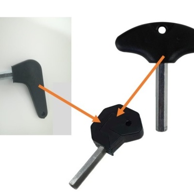 Chaves de caixa de ferramentas com pega preta e parte metálica hexagonal