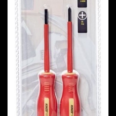 Conjunto de 2 chaves de fendas Kinzo vermelhas e beje em embalagem