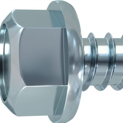 Parafuso auto-perfurante metálico com cabeça hexagonal alargada
