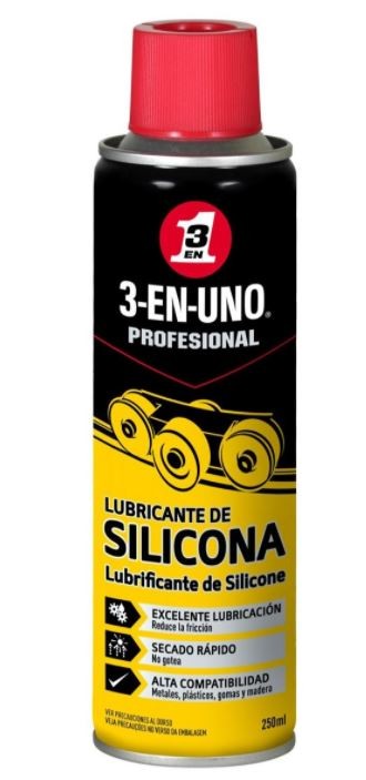 Frasco de lubrificante de silicone 3-EN-UNO PROFESIONAL preto e amarelo com tampa vermelha