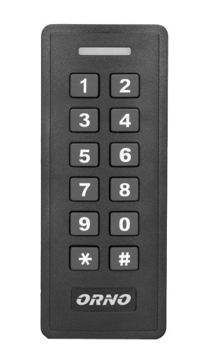 Telecomando preto com botões numerados e logótipo ORNO