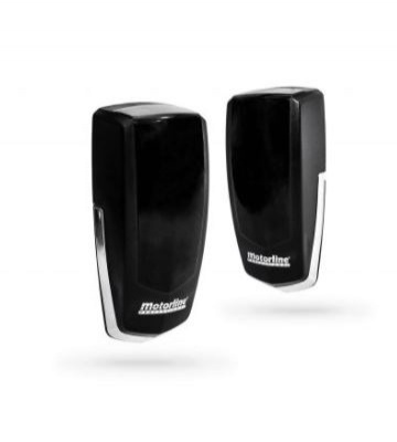 Dois sensores pretos Motorline com contornos prateados sobre fundo branco