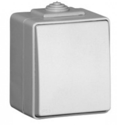 Interruptor elétrico exterior cinza claro com tampa de proteção