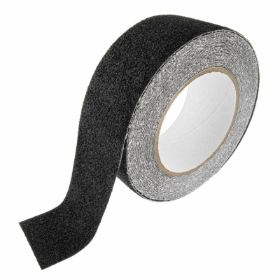 Rolo de papel adesivo antiderrapante preto com verso prateado