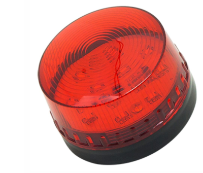 Sinalizador luminoso vermelho com base preta e superfície texturizada