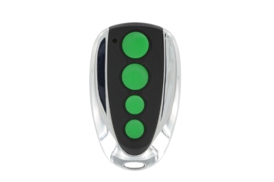 Comando remoto preto com botões verdes