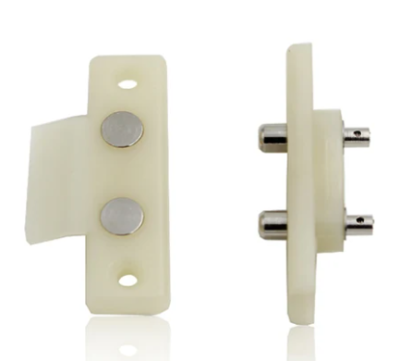 Fecho magnético branco com ímanes e pinos metálicos