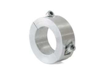 Colar de aperto metálico cilíndrico prateado com parafusos