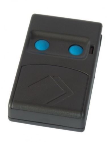 Comando remoto preto com dois botões azuis