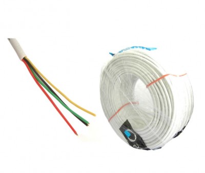 Rolo de cabo elétrico branco com fios coloridos